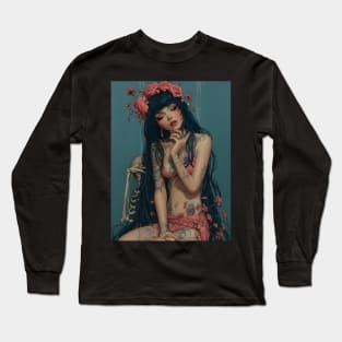 Geisha and skull 93008 Long Sleeve T-Shirt